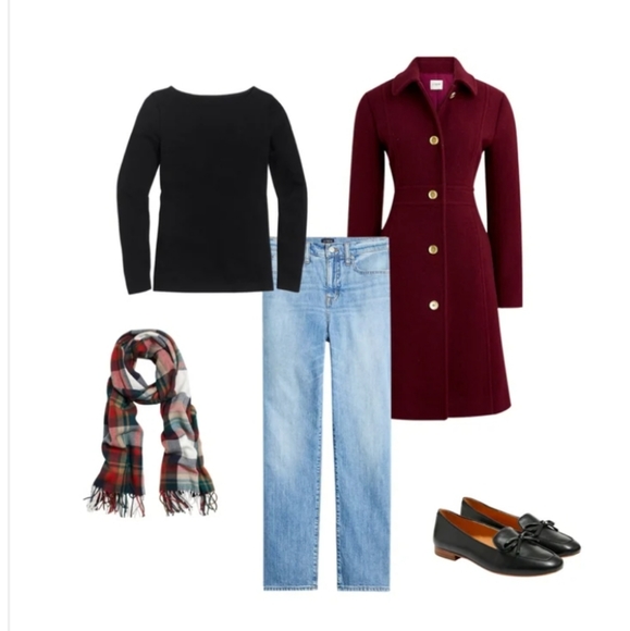 NEW J. Crew Wool Blend Lady Coat Warm Burgundy Fitted Winter - Picture 4 of 14